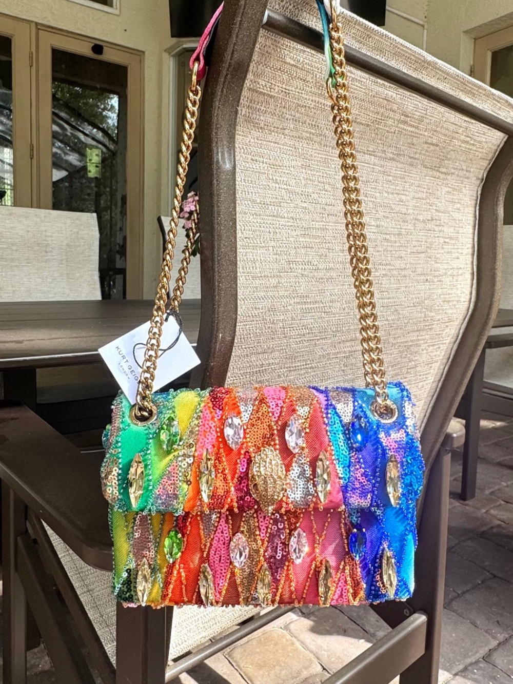 NWT GORGEOUS Kurt Geiger Kensington Ombré Sequin Gemstone Bag